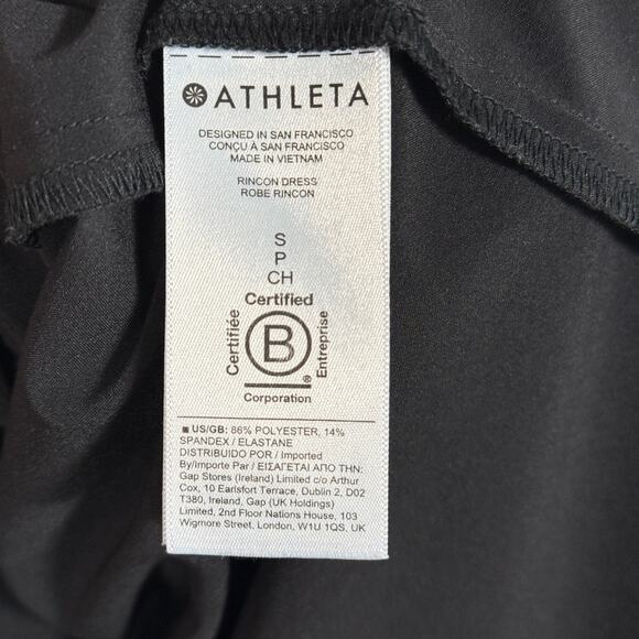 Athleta Rincon Dress Black Small Sleeveless Travel Casual Sporty-Chic - Picture 5 of 5